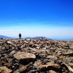 Jerry, at the beginning of Wind River Peak's summit, en route to the pile marking the peak's high point.