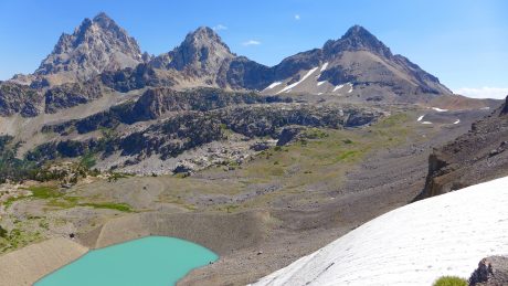 Schoolroom Glacier and Lake, and the back of the Tetons.