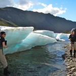 Antonia and JJ, checking out a spectacular blue ice formation that covered some of the river.