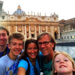Family selfie in front of St. Peter's Basilica in Rome.