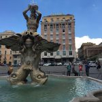 Jerry and the boys behind the Triton Fountain in Piazza Barberini, before our tour. The fountain is a 17th Century fountain.