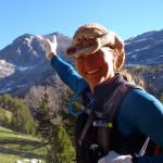 Pointing to our destination: Mitchell Peak's summit.