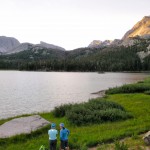 Kathy and Holly enjoy views of Big Sandy Lake right after sunrise.