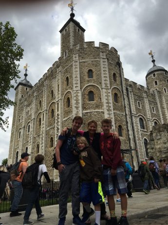 The boys and I in front of the White Tower.