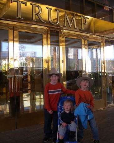 Our three boys in front of Trump Tower... OR... Our country bumpkin sons have arrived.