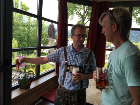 Jerry, getting a tour from the restaurant owner and brew master.