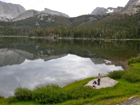 Kathy at Big Sandy Lake, 6 miles into our hike.