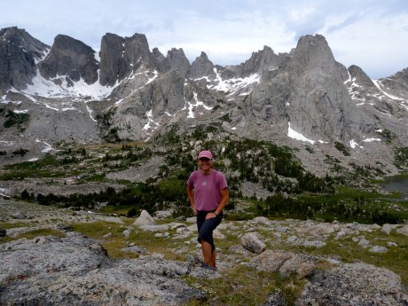 Me, posing at our destination, the prize. Cirque of the Towers.