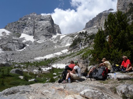 Enjoying a brief break with great views at Lupine Meadows.