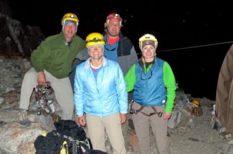 Ready, with headlamps on, for our summit day.