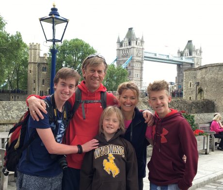 In front of the Tower Bridge.