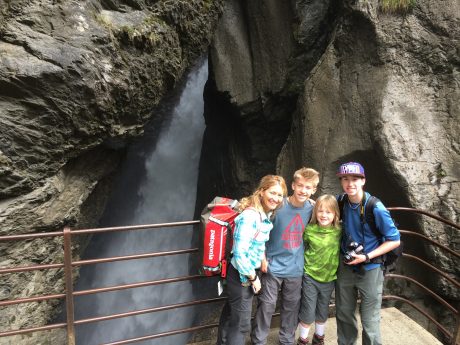 The boys and I in front of Trümmelbach Falls.
