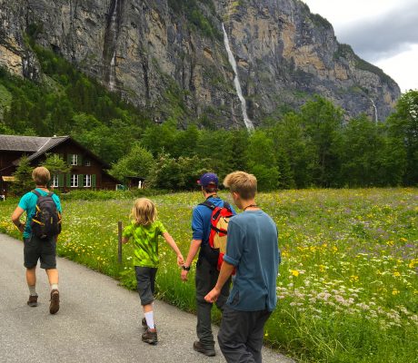 Jerry and the boys, marching at this point. :) About 2 miles left in the day's trek!