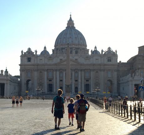 Jerry and the boys lead us toward St. Peter's Basilica, in Rome.