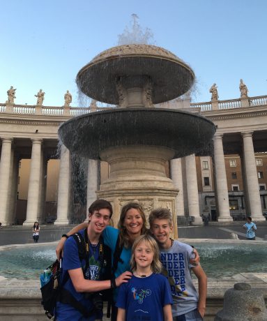 The boys and I in front of the fountain near St. Peter's Basilica.