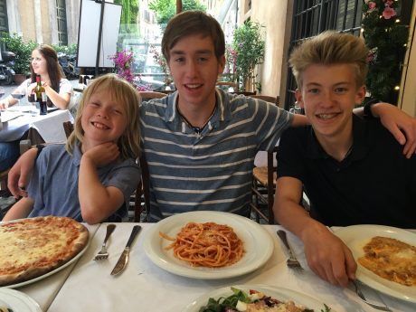 Boys, all (sorta!) dressed up for our last Italian dinner.