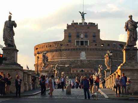 Sant 'Angelo Bridge as the sun starts to set.