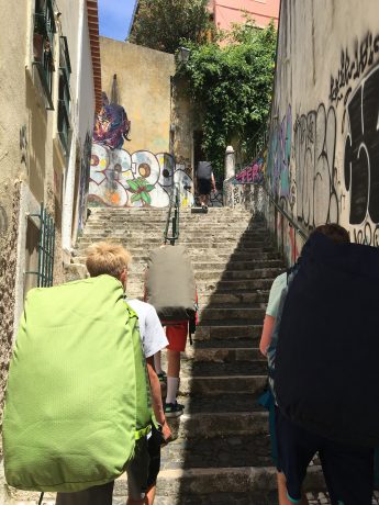 The boys, leading us up, up, up in the hills of the city of Lisbon.