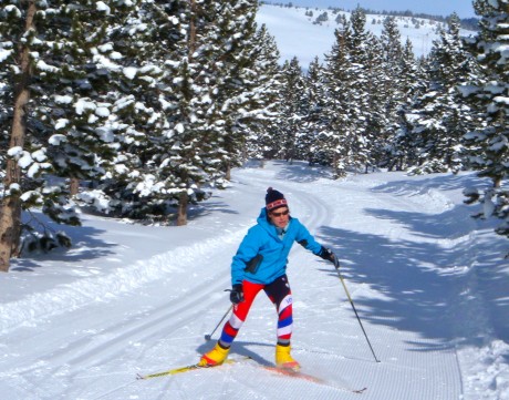 Holly, skating up a hill on one of the trail loops at Beaver Creek.