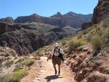 Jerry hiking up Bright Angel Trail.